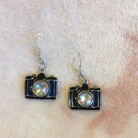 Camera Photography Fashion Earrings NWOT Handcrafted 1” wide X .50” tall. - Picture 2 of 12